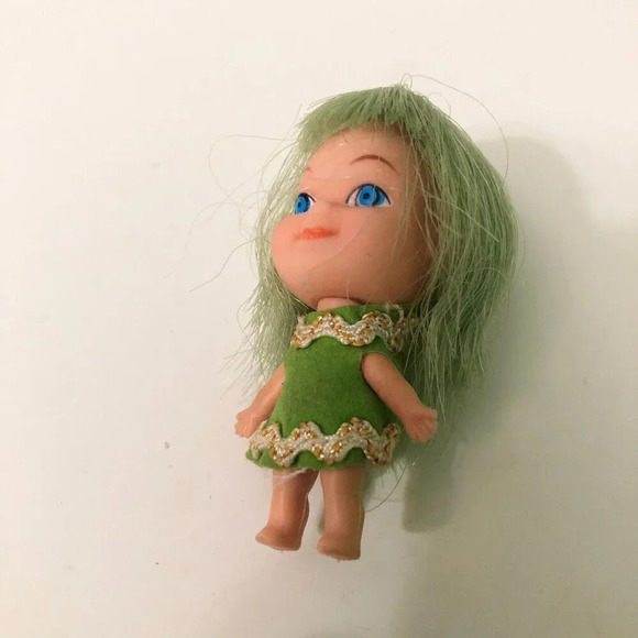 Vtg 1970s Liddle Kiddle Clone Doll Green Hair 2 Inch Tall  Hong Kong - Picture 9 of 15